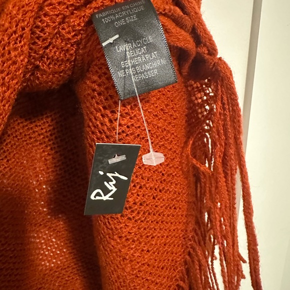 Raj Cable Knit Poncho Sweater with Fringe - Picture 2 of 2